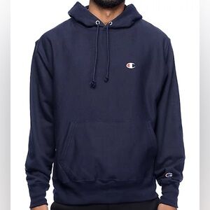 Champion Reverse Weave Pullover Hoodie Navy Blue Men's Size Small